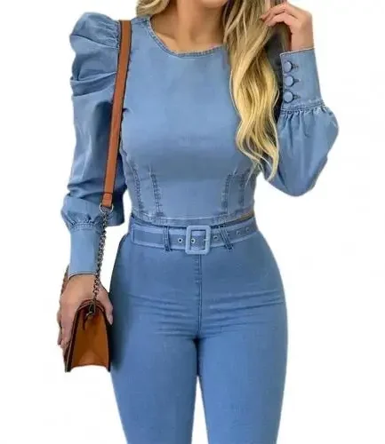 SANWOOD - Faux Denim Elegance pusero